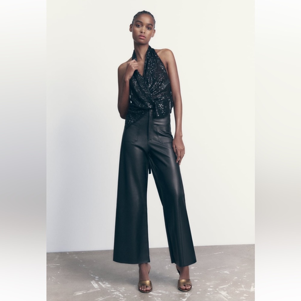 Zara Wide Leg leather pants